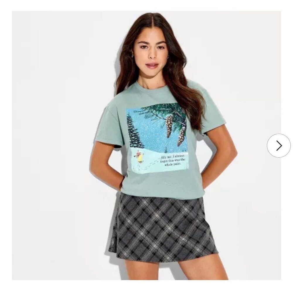 Women's Richard Scarry Bunny Short Sleeve Graphic T-Shirt - Sage Green Small NWT